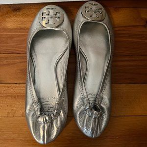 Tory Burch Silver Ballet Flats